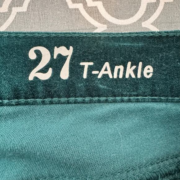 J Crew Toothpick Jeans Green Crushed Velvet Women’s 27 Tall Ankle Stretch Boho - Picture 3 of 12